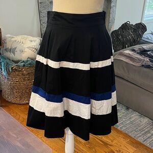 Amanda & Chelsea Black A-Line Skirt with Blue and White Stripes